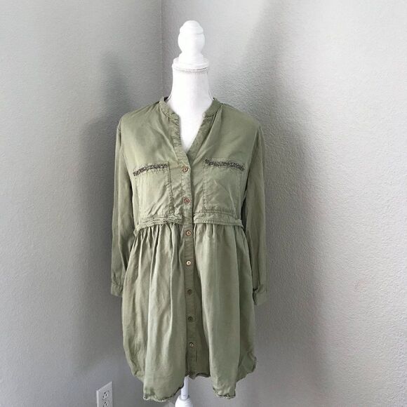 Zara Women Green Shirt Dress Medium - Picture 1 of 14